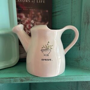 White Ceramic Watering Can with Sprout Design